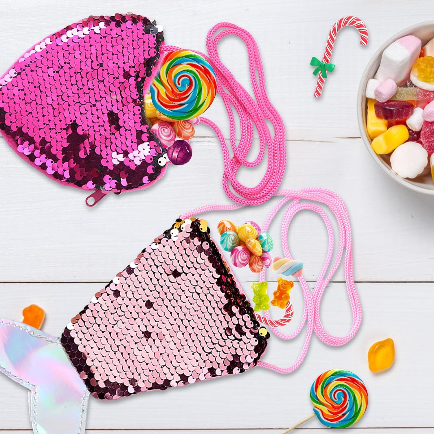 Glowberry 12 Pack Mini Mermaid & Heart Purse for Girls, Zipper Mini Pouch, Party Favours for Kids, Lolly Bag Fillers, Small Bulk Wallets for Birthday Goodie Bags, Classroom Rewards, School Gifts image number 1