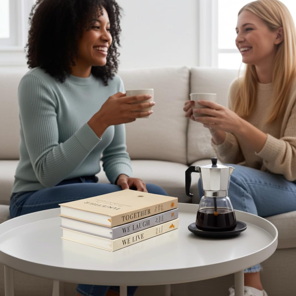 Helba Decorative Linen Book Set &ndash; Neutral Stacked Books for Shelf Decor, Family-Inspired Faux Covers with Blank Pages &ndash; Modern Accent for Coffee Table or Living Room (Set of 3) image number 4