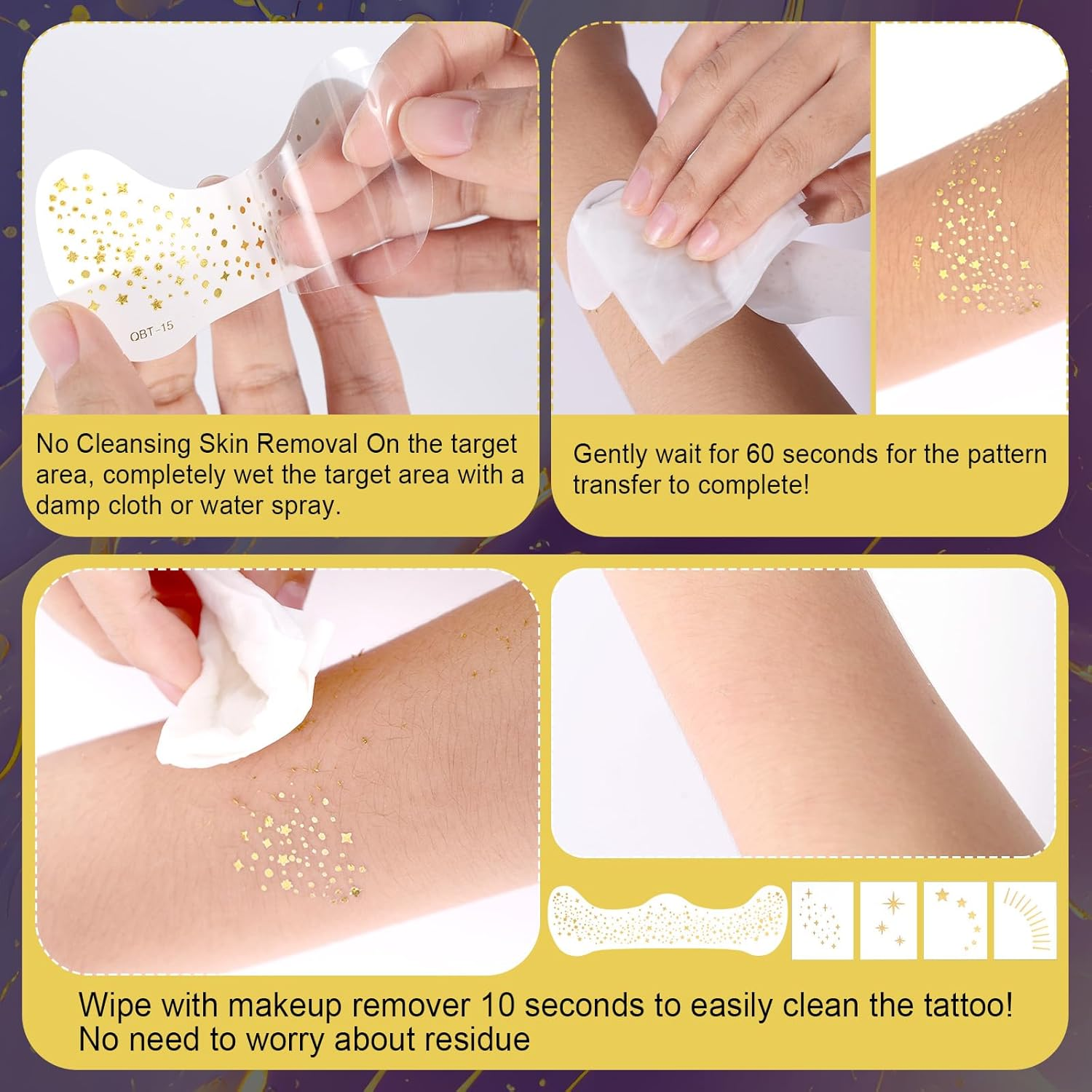 Lasuroa 20Pcs Glitter Freckles Temporary Face Tattoos, 2 Styles Waterproof Freckles Face Tattoo Glitter Makeup Patches for Teens & Women Christmas Halloween Parties (Gold) image number 1