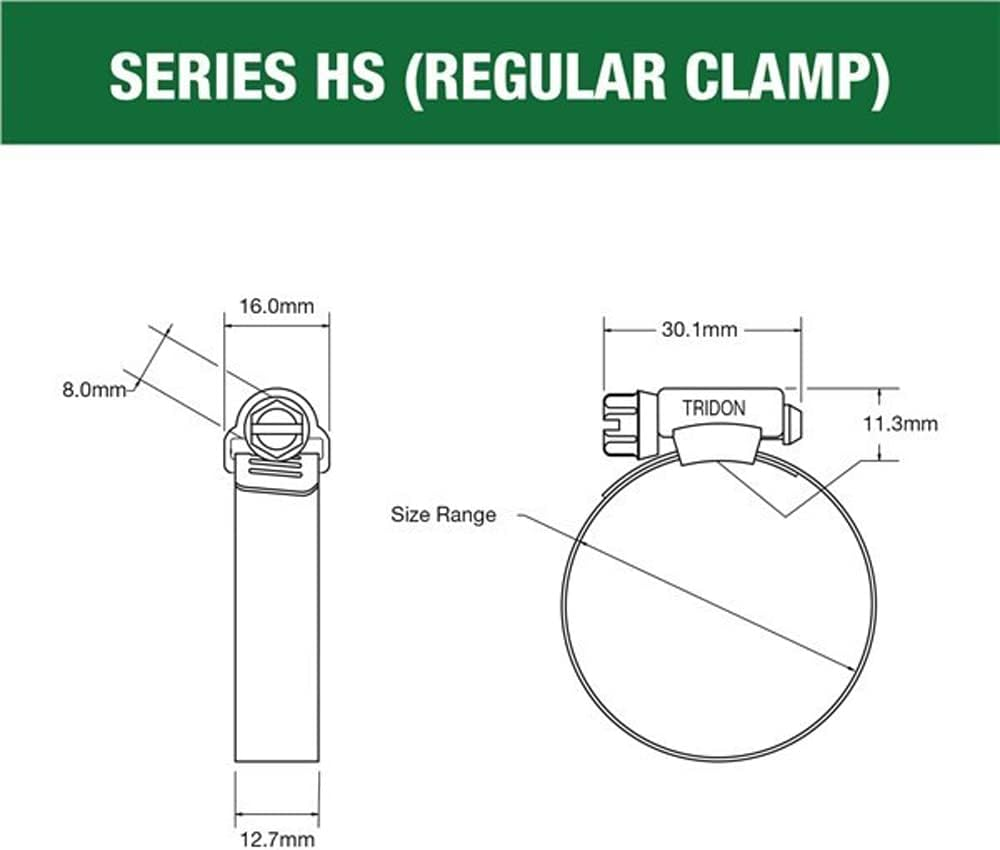 Tridon HS008P Hose Clamp (Box of 10), 13-25 Mm Size