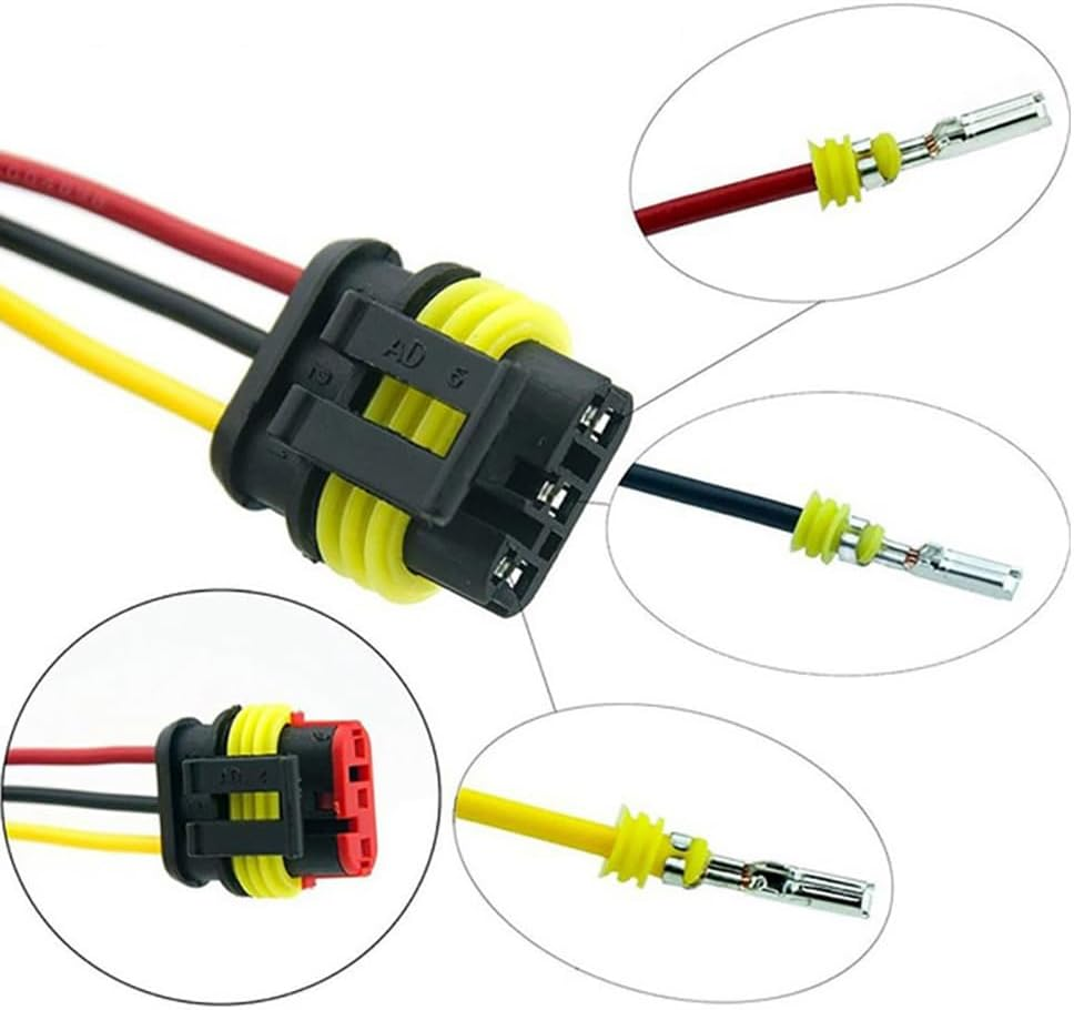 708 Pcs Automotive Electrical Connectors, Waterproof Car Auto Electrical Wire Connector Plug Kit 1/2/3/4/5/6 Male&Female Pin for Car Motorcycle Marine 22-16 AWG image number 3