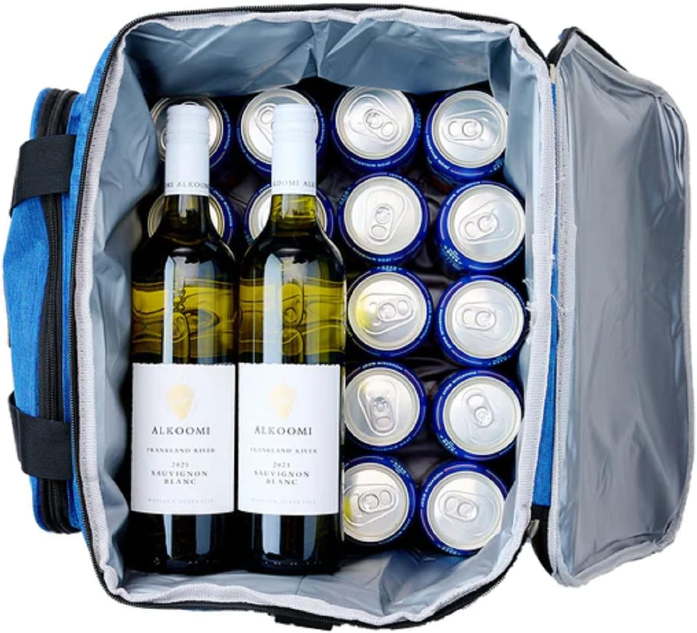 Purely Gourmet Large Cooler Bag - Premium Leakproof Insulated Bag for Wine, 27L Capacity Keeps Wine at Perfect Temperature - Durable Travel Bag with 4-Layer Insulation, Ideal for Outdoor Events - Blue image number 1