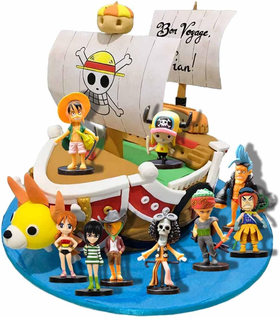 9Pcs Birthday Cake Toppers for One Piece,Cartoon and Animation Theme Party Cake Decorating Supplies image number 4