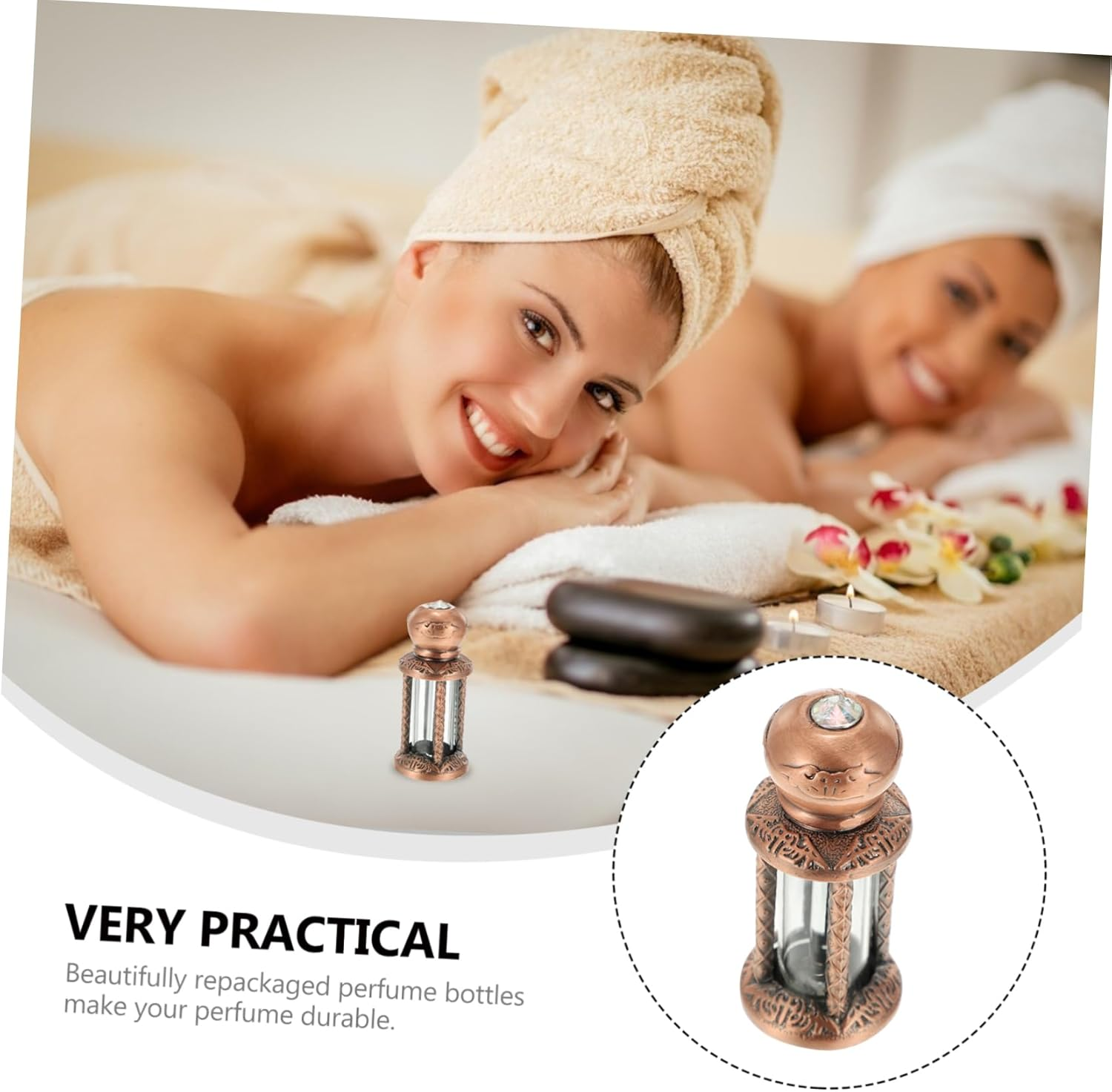 FOMIYES 3Pcs Perfume Bottle Essential Oil Bottle Vintage Perfume Bottle Home Glassfragrance Bottle Air Women Sandalwood Essential Oils Retro Perfume Bottle Humidifier Travel Manual Alloy