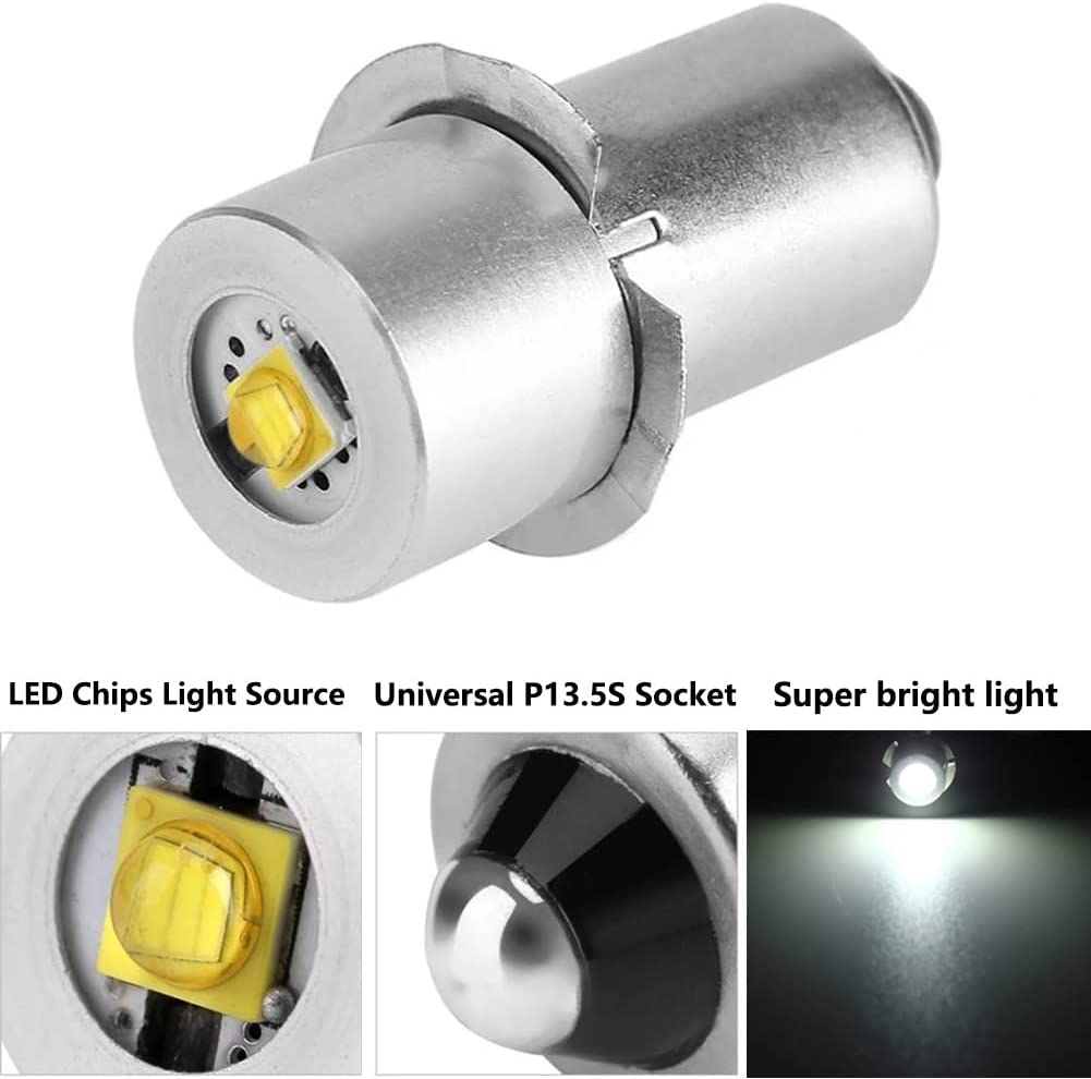 Ludopam Upgrade LED Flashlight Bulb,Dc18V 12V 19.2V 6-24 Volt PR2 P13.5S LED Conversion Kit Compatible for Ryobi Milwaukee Craftsman Torch Work Light image number 5