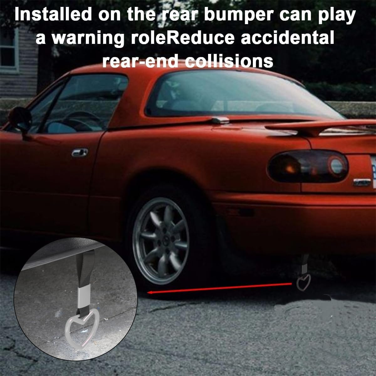 2PCS Rings Heart-Shaped Car Hand Strap, Rear Bumper Warning Loop Heart Handle for SUV, Subway, Bus, Auto Interior Exterior Warning Decoration image number 1