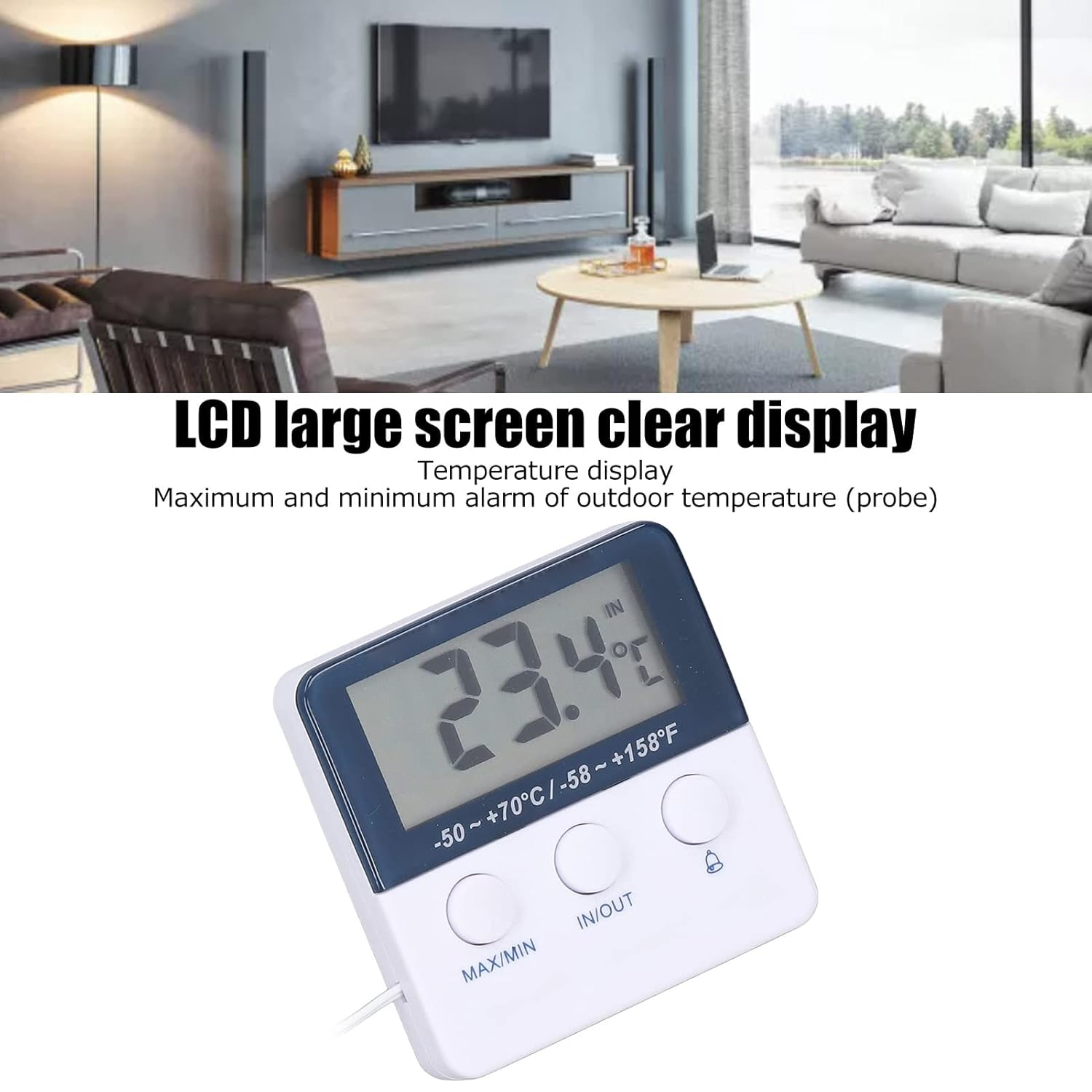 2 in 1 Thermometer Hygrometer High Accuracy Temperature Alarm ABS image number 4