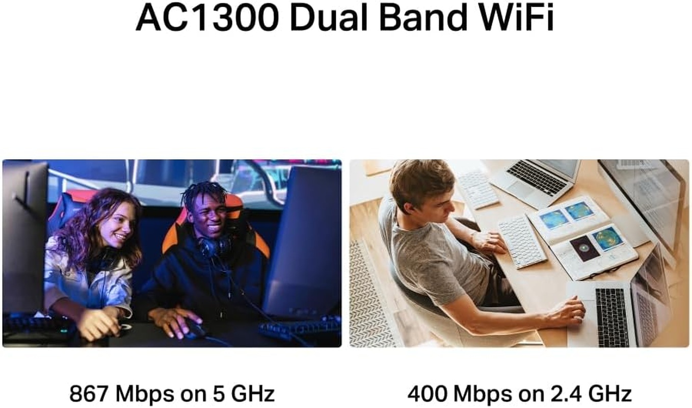 Mercusys AC1300 High Gain Wireless USB Adapter, Dual Band, Plug and Play, MU-MIMO, WPA3 Security, Adjustable Multi-Directional Antenna, Compatible with Windows 10/11 (MA30H)