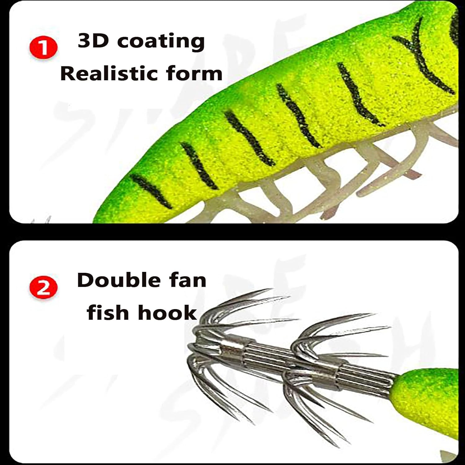 SYGELER Pre-Rigged Fishing Jigs，Fishing Lures Shrimps Baits Pre-Rigged Fish Jigs for Crappie Trout Walleye Saltwaterr Freshwater image number 5