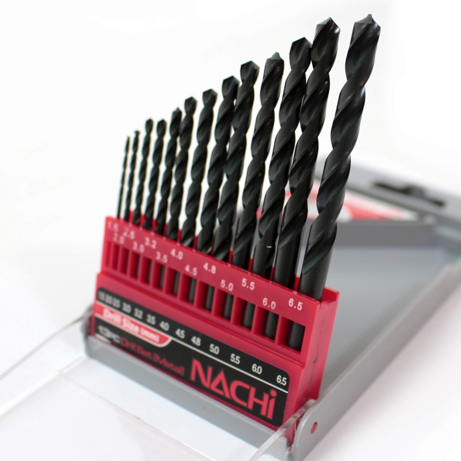 Nachi NDS-13 round Shank Ironworking Drill, Set of 13, Plastic Case, Assorted, Ironworking Drill image number 4