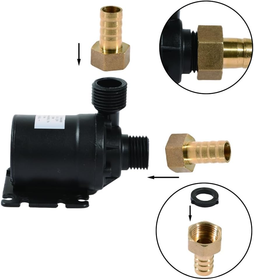 Submersible Water Pump DC 12V Brushless Pump 800L/H 5M Lift Low Noise, with Ceramic Core, for Aquarium Fountain Pond Hydroponics Solar System