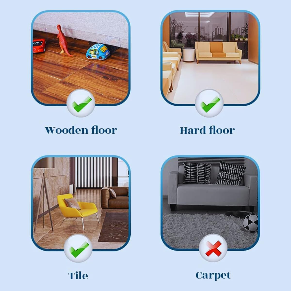 8 Pack under Bed Blocker for Toys - 4.7" High 16" Long Couch Gap Bumper - Stop Clutter Safety PVC Adjustable Clear Guards - Furniture Barrier with Strong Adhesive image number 3