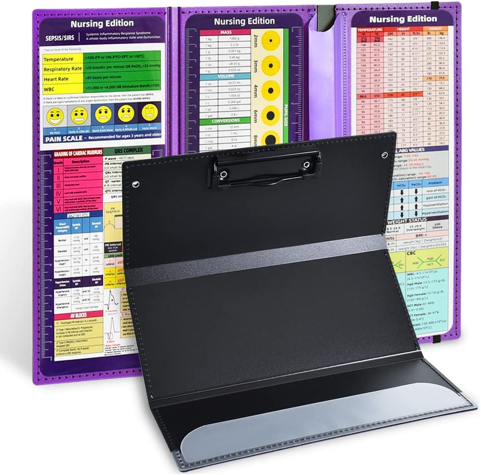 Vuzvuv Foldable Nurse Clipboard, Purple, 12.2" X 9.4", 30 Sheet Capacity, Medical Edition Cheat Sheets image number 5