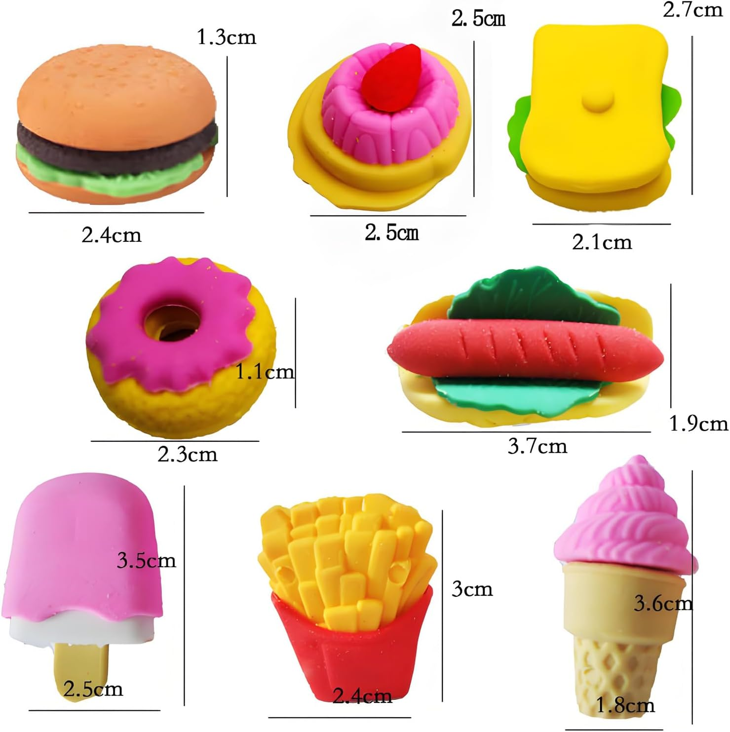40 PCS Japanese Erasers(Fruit,Vegetable,Dessert), Bulk Pencil Erasers for Classroom Rewards, Party Favors, Games Prizes, Carnivals Gift and School Supplies(Random Designs)