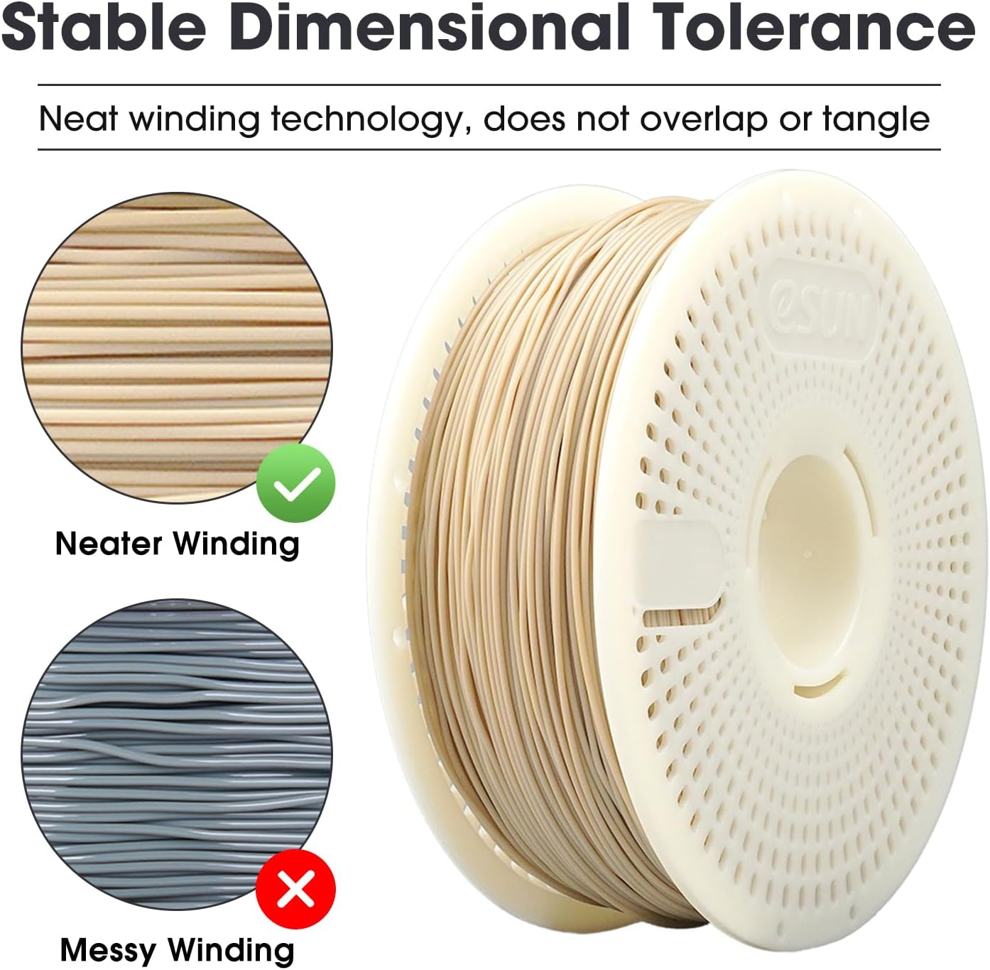 Esun PLA+ Refill Filament and Spool Kit, Refill Spoolless PLA plus 1.75Mm and Removable Filament Espool+, 1KG (2.2 LBS) for 3D Printers,Bone White image number 4