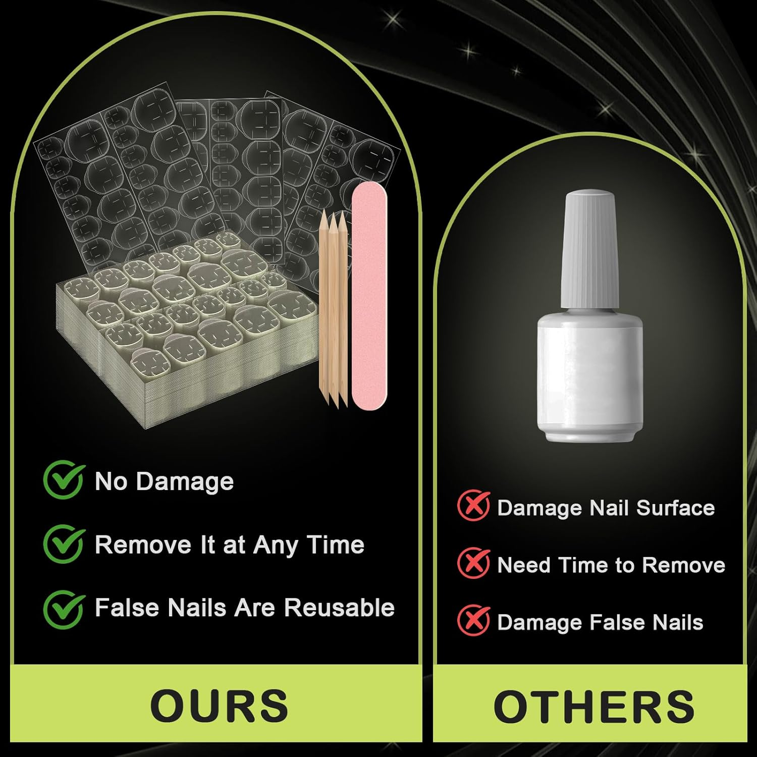 Yatinkim 720Pcs 30 Sheets Nail Adhesives Tabs for Press on Nails Jelly Double Side False Nail Glue Sticker Transparent Sticky Tabs for Nails Waterproof Breathable Manicure Gel Tabs image number 6