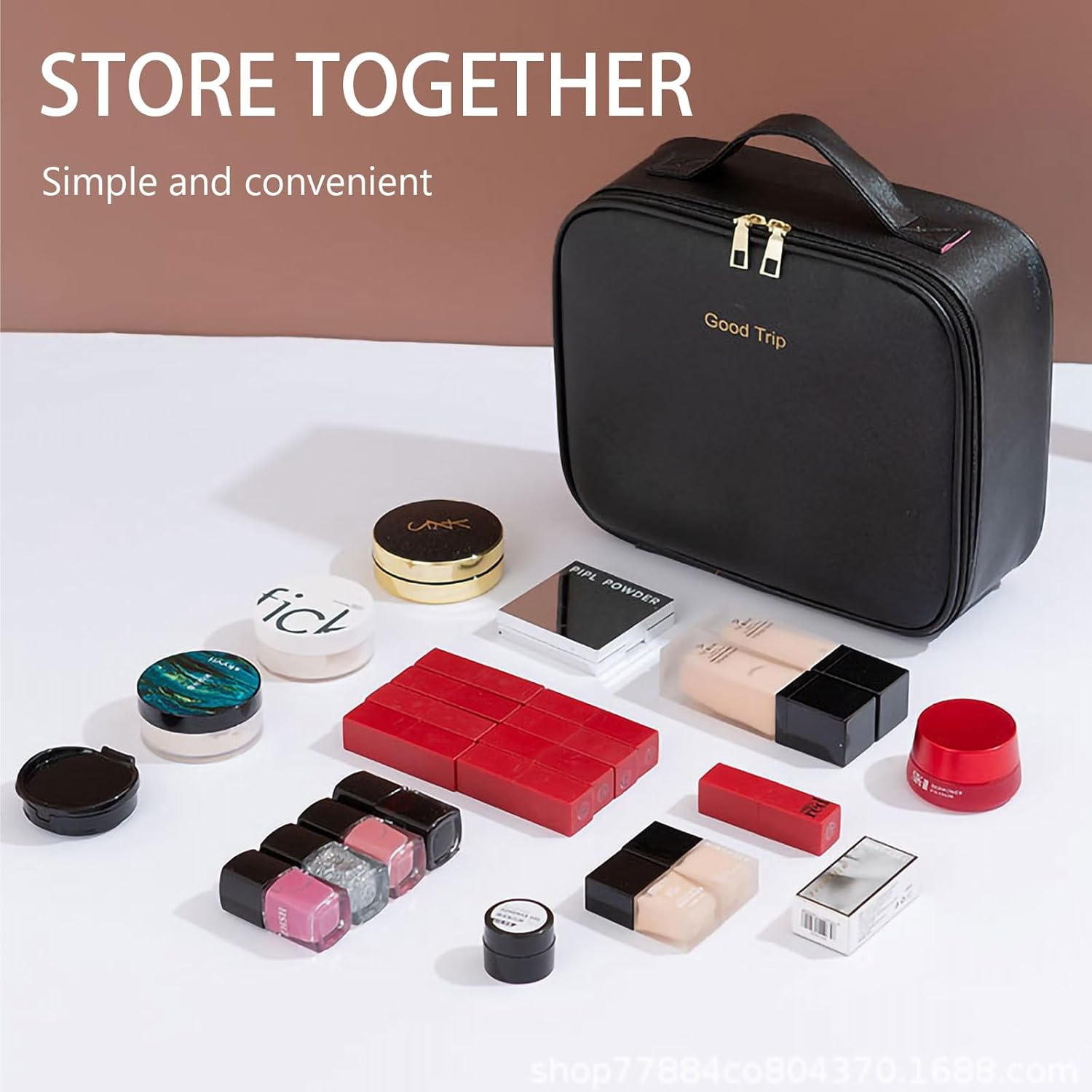 Travel Cosmetic Case with LED with Mirror 3 Color Adjustable, Waterproof Cosmetic Case Dresser Rechargeable, Travel Cosmetic Bag for Business Trip，Cosmetics Organizer. (Rose). image number 3