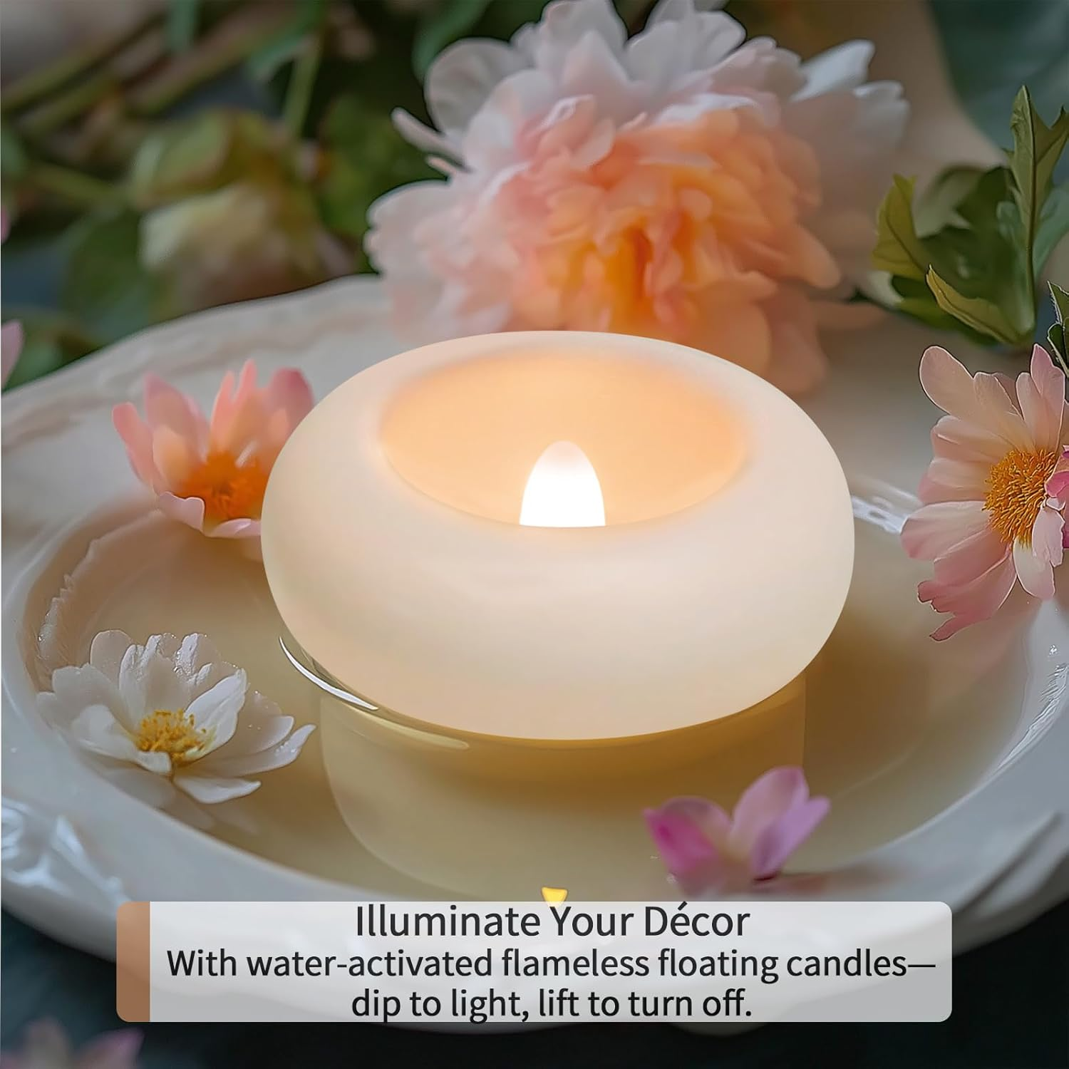 Neween 6Pcs Flameless LED Floating Candles Battery Operated, 120+ Hours Glow Time, 7 Cm Dia White Plastic Tealights, Cozy Light for Romantic Pool/Bathtub/Hot Bath/Wedding Centerpiece Decor image number 3