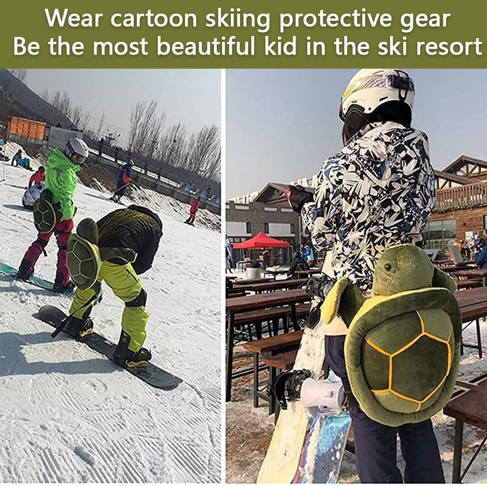 Turtle Butt Pad for Snowboarding, Skiing, Skating &ndash; Cute Tortoise Hip Protector Cushion, Padded Protective Gear for Kids & Adults (Green)