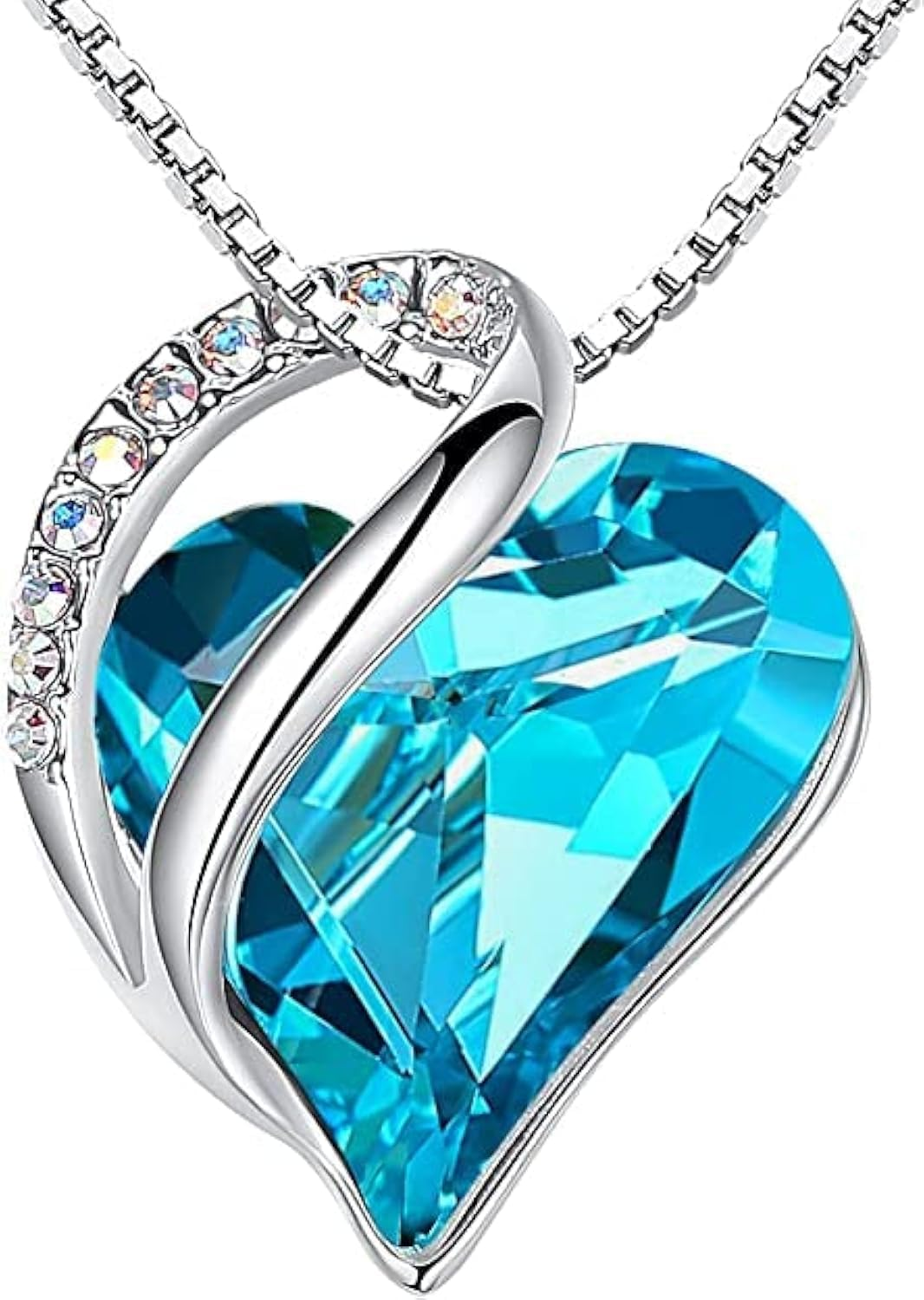 Infinity Love Heart Pendant Necklace, Crystal Necklaces for Women, Silver Tone Jewelry Gifts for Women, 18-Inch Chain & 2-Inch Extender