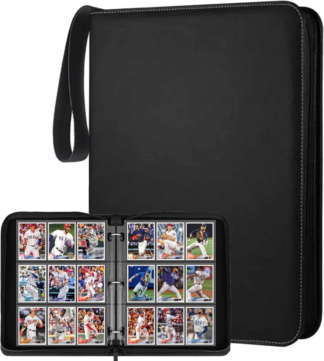 Card Binder with Zipper, Premium Trading Card Folder, 50 Detachable Sleeves for 900 Cards, Double Sided 9 Pocket Card Holder Carry Case Fit for TCG Yugioh Trading Cards, Toys for Girls and Boys image number 1