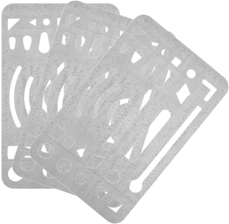 COHEALI Erasing Shield Stainless Steel Drawing Template Shield Drafting Tools 3Pcs for Mechanical Drawing Engineering image number 4