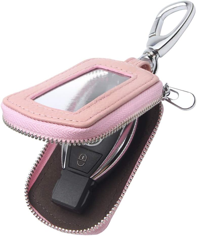 Universal Premium Car Key Fob Case Genuine Leather Car Smart Key Fob Holder for Remote Key Fob, Black-Brown, One Size image number 1