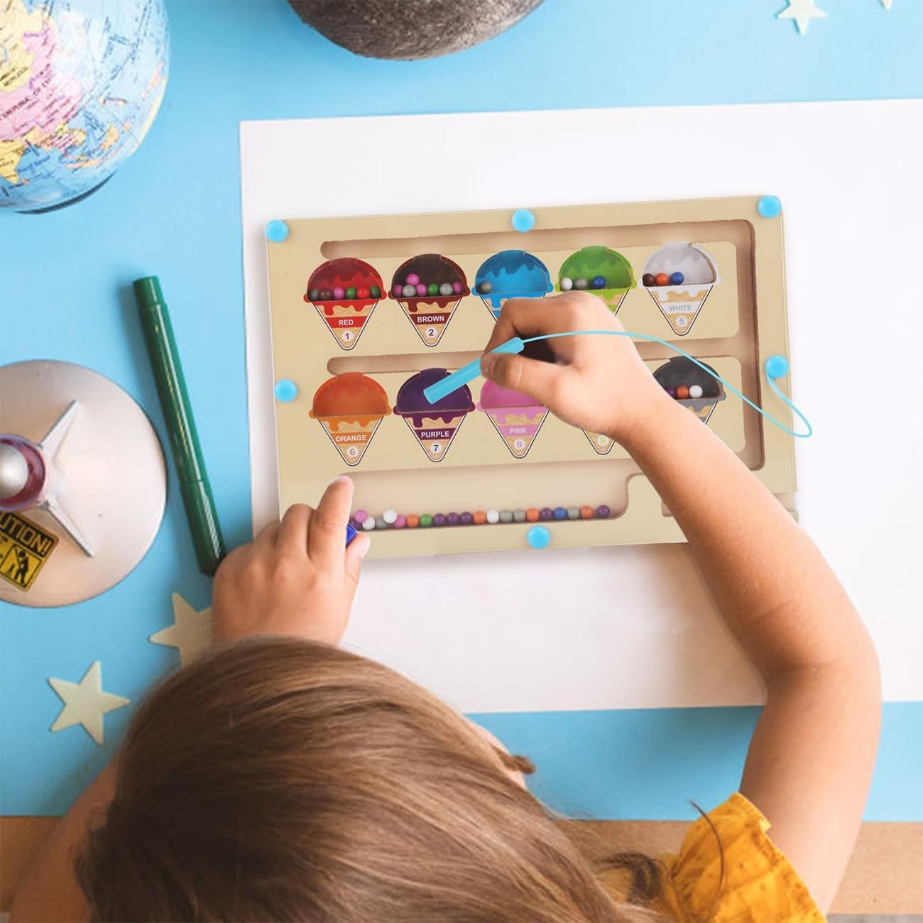 Magnetic Color and Number Maze, Montessori Fine Motor Skills Toys for Boys Girls Ages 3 4 5, Educational Toys for Toddlers Kids, Wooden Color Matching Learning Counting Puzzle Board Games image number 2