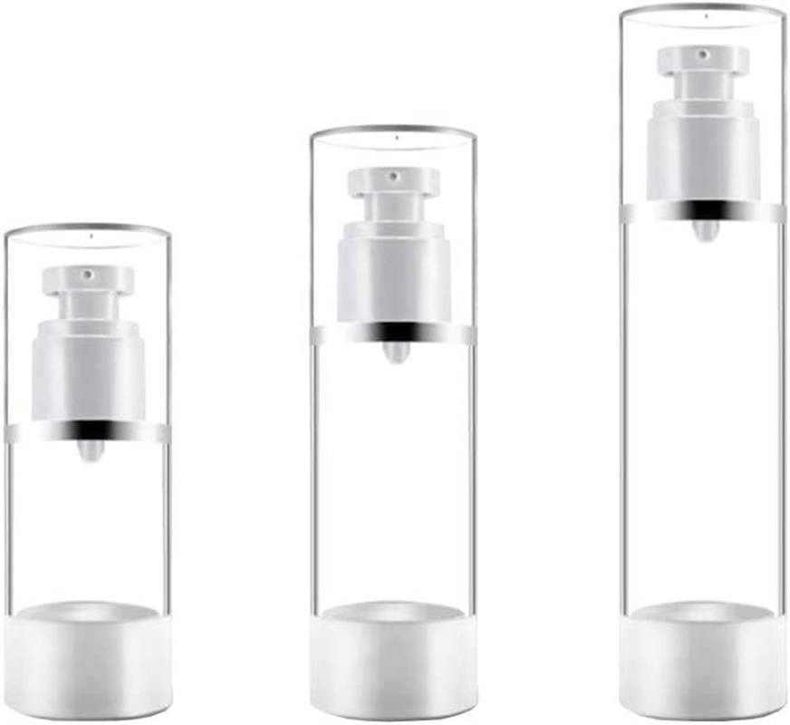 3 X Refillable Airless Pump Bottles, Empty Vacuum Cream/Lotion Dispenser Container, Liquid Cosmetic Sprayer Jar Toiletries Bottles for Makeup Foundations Travel (15Ml 0.5 Oz), BPA Free
