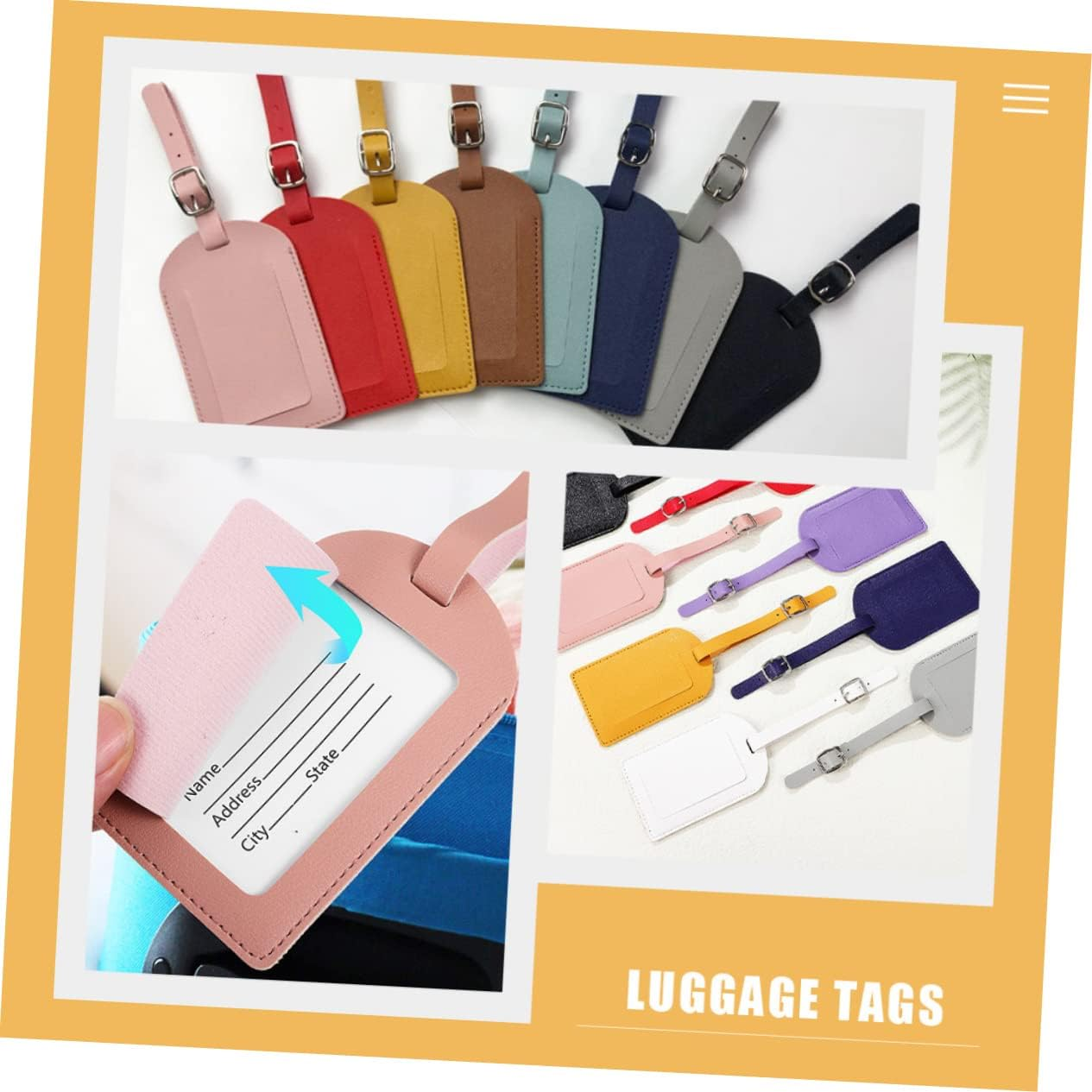 STOBOK 5Pcs Luggage Tags Luggage Identifiers Tags for Travel Durable Pu Leather Suitcase Labels