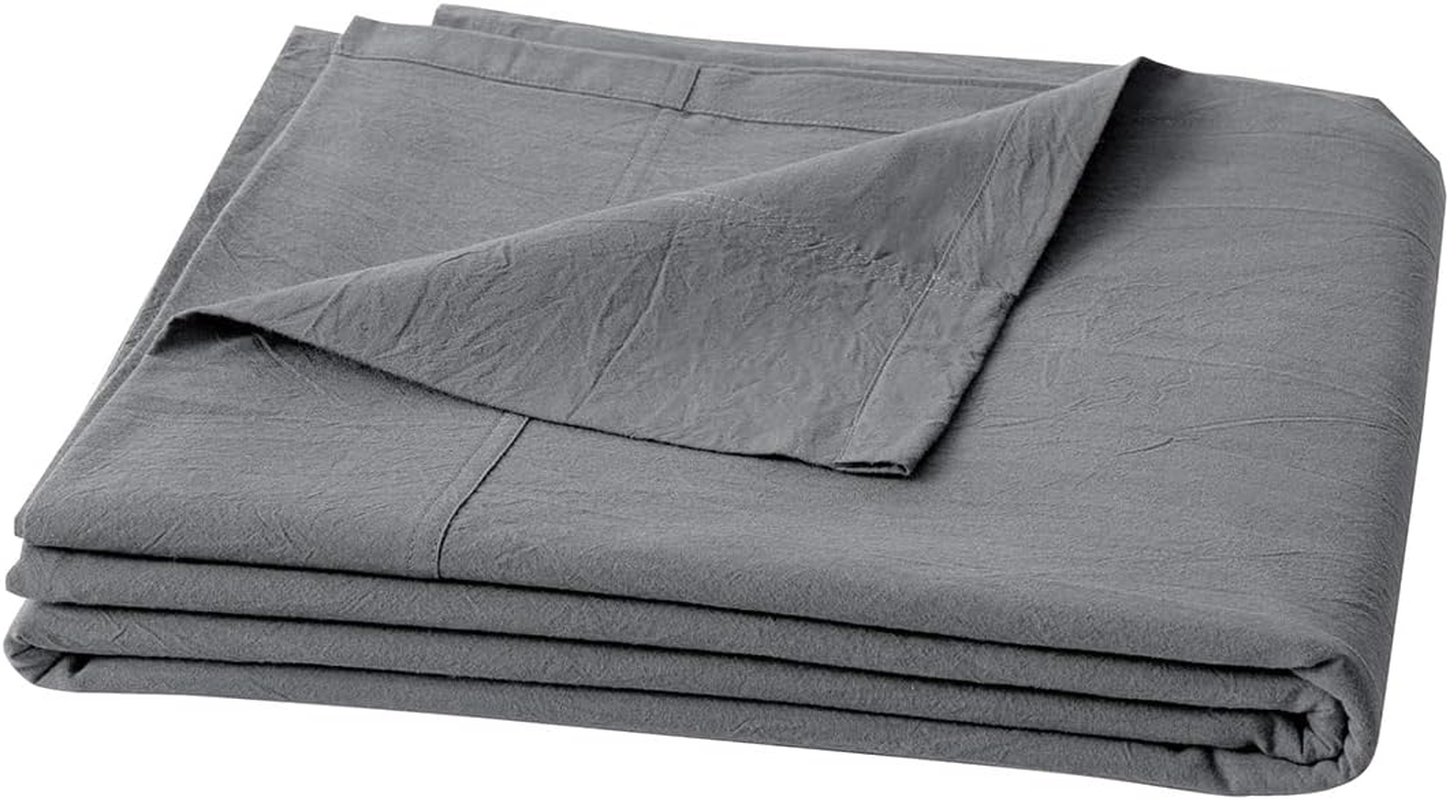 BESTOUCH Flat Sheet Only 100% Washed Cotton Linen Feel Wrinkle-Free, Fade-Resistant, Stain-Resistant, Bed Top Sheet, Solid Almond Milk Grey King image number 2