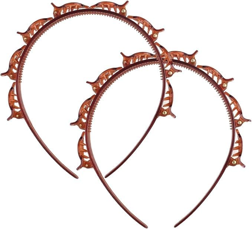 2Pcs Braided Headbands Double Layer Twist Plait Hairband,Bangs Hairstyle Twist Hairpin Headband,Double Bangs Hairstyle Hairpin Headband Korean Braided Headband,Double Layer Twist Plait Headband,Brown image number 3