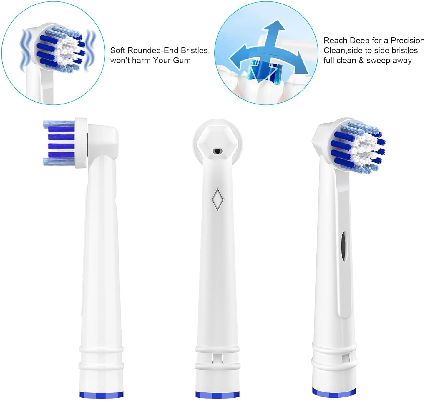 Toothbrush Heads Compatible Oral B Braun, 12 Pack Professional Electric Toothbrush Heads Sensitive Clean Brush Heads Refill for Oral-B 7000/Pro 1000/9600/ 500/3000/8000 image number 2