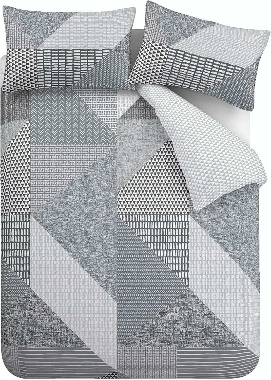 Catherine Lansfield Larsson Geo Reversible King Duvet Cover Set with Pillowcase Grey image number 3