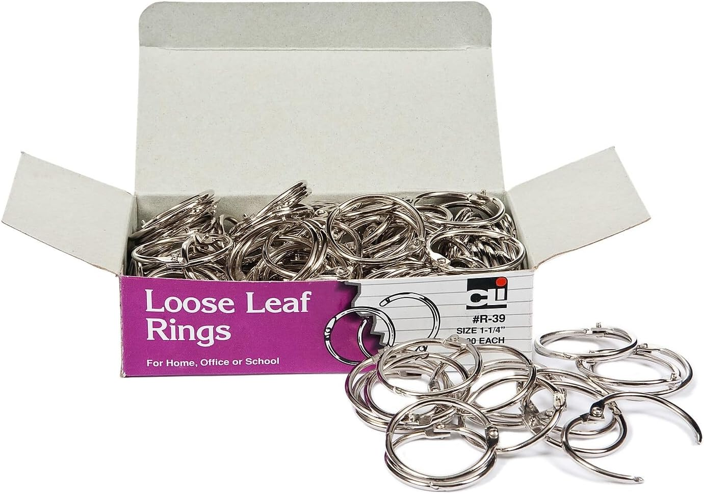 Charles Leonard Multipurpose Loose Leaf Book Rings with Snap Closure, 3&rdquo; Diameter, 10-Rings, Silver (R79) - 100/Box, 0.50 Inch Diameter image number 1