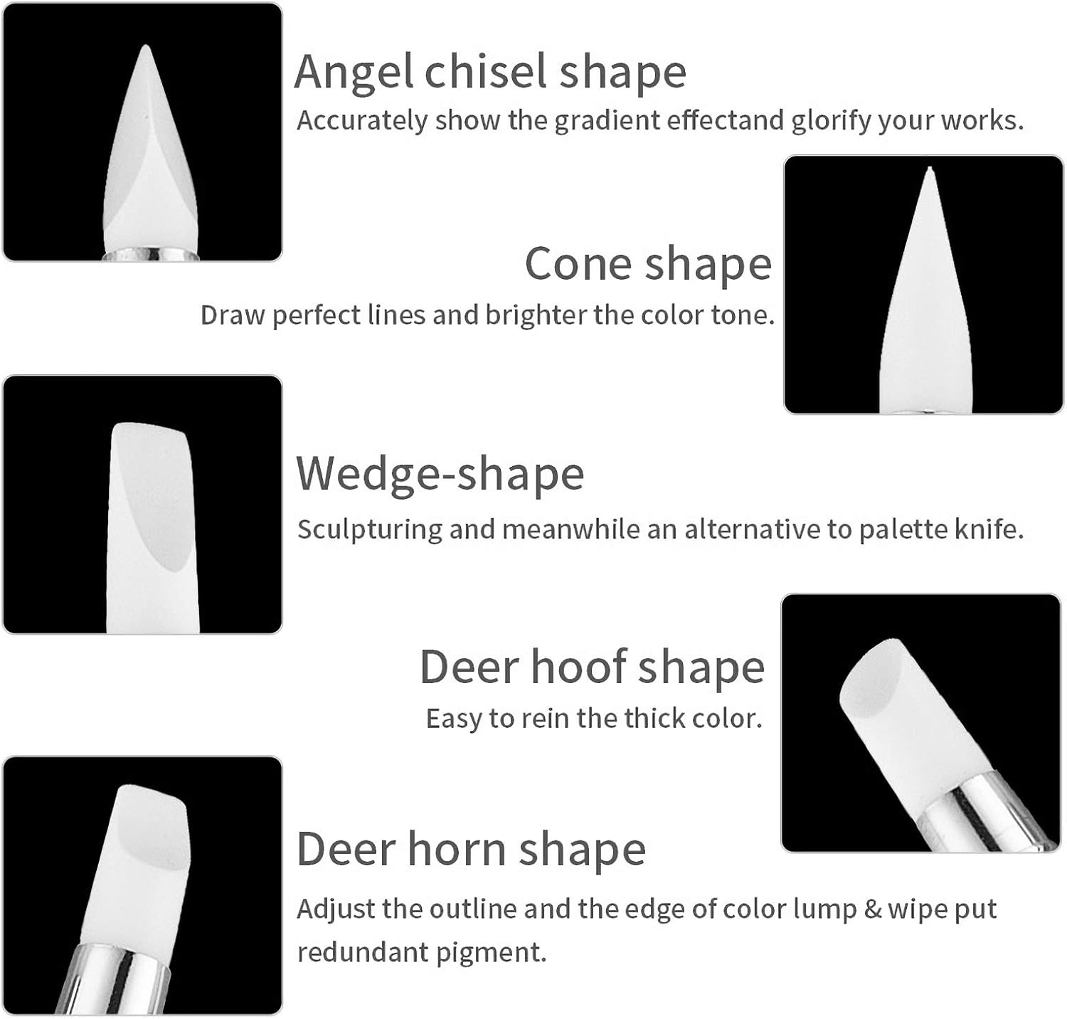 Hanyousheng 5Pcs Gel Nail Art Pen Carving Brush Silicone Head Acrylic Handle Salon Tool Set, Gel Carving Ballpoint Pen Pencil with Acrylic Rhinestone Handle, Nail Art Brush, Nail Art Pencil image number 6