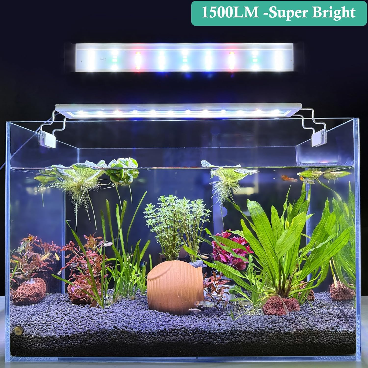 LED Aquarium Light with Timer, Full Spectrum LED Aquarium Plant Light, Classic LED Fish Tank Light with RGB Leds, with Stable Extendable Brackets (30-50Cm) - 60-80Cm image number 2