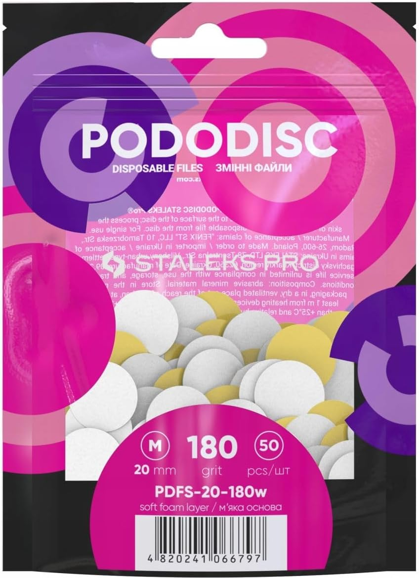 STALEKS PRO Expert Disposable Abrasives for Foot File &ndash; Compatible Only with PODODISC M Expert &ndash; 180 Grit &ndash; Soft Foam Layer Abrasive Files for Primary & Moderately Roughened Skin Processing image number 1