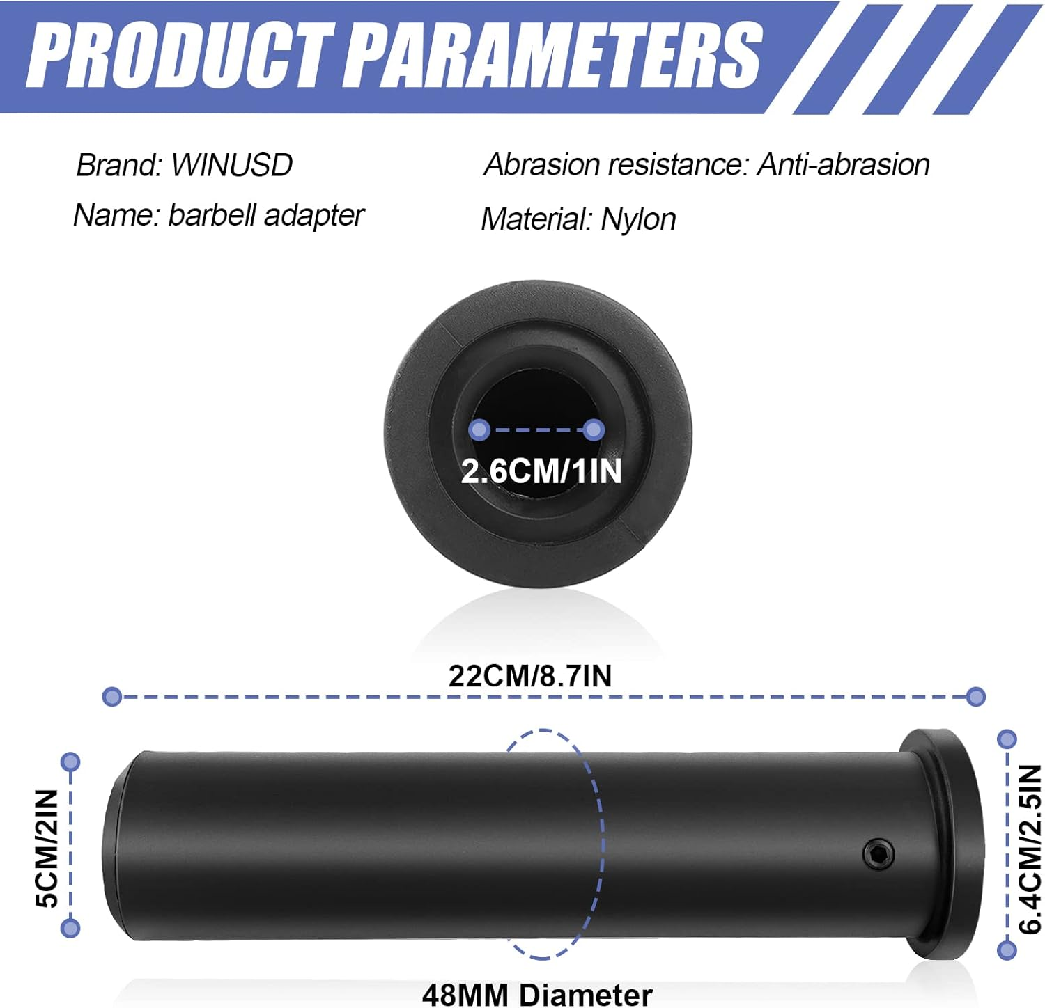 Olympic Adapter Sleeve, Converts Olympic Bars or Posts,1" Standard Weight Plate Posts to 2" image number 2
