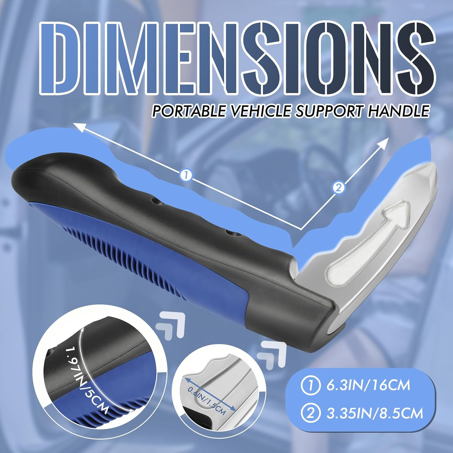 2Pcs Car Door Assist Handle,Portable Multifunction Vehicle Support Handle for Elderly,Window Breaker,Car Emergency Tool image number 6