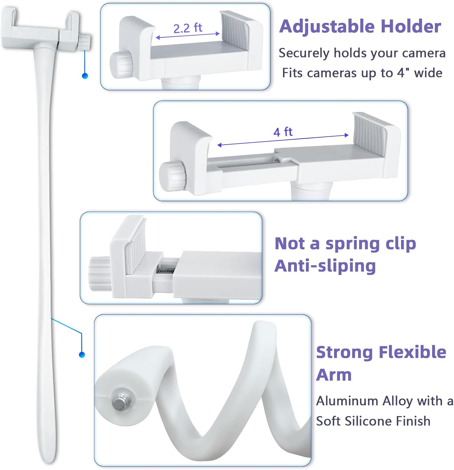 Baby Monitor Mount Camera Shelf Compatible with Infant Optics DXR 8 & DXR-8 Pro and Most Other Baby Monitors,Universal Baby Camera Holder with a 1/4&rdquo;Threaded Connection,Attaches to Crib Cot Shelves image number 2