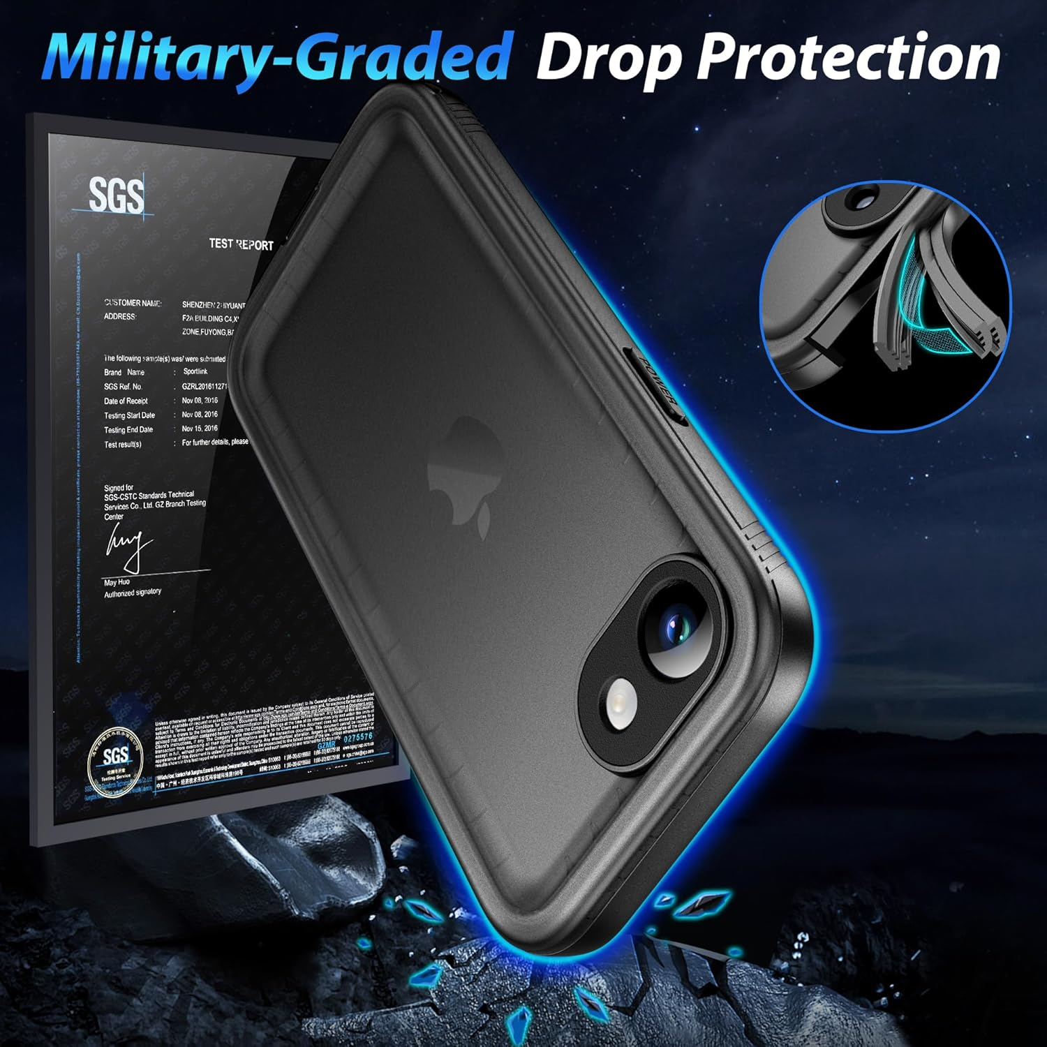 SPORTLINK for Iphone 16E Case - IP68 Waterproof Shockproof Dustproof, 360 Rugged Heavy Duty Cover with Built-In Screen Protector & Lanyard, Full Body Drop Proof Phone Case for Iphone 16E image number 4