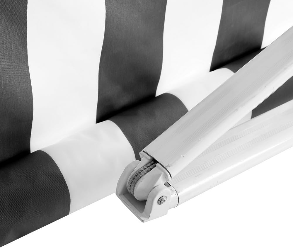 Instahut Retractable Folding Arm Awning Manual Sunshade 3Mx2.5M Grey White image number 4