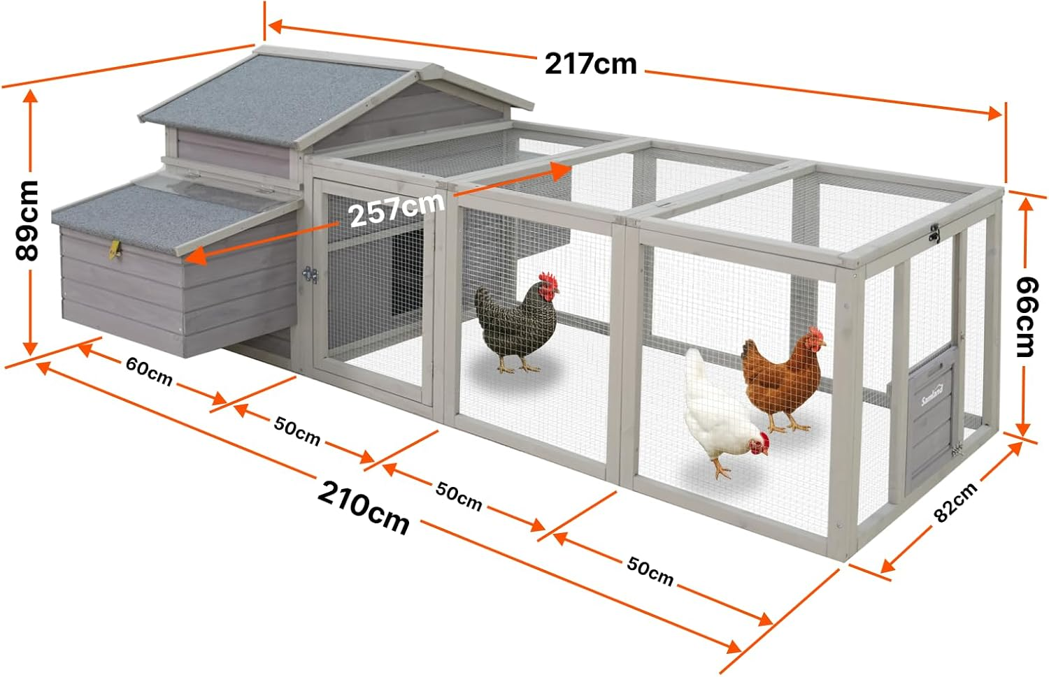 Samland Wooden Chicken Coop with Run, Outdoor Waterproof Hen House for Multiple Chickens, Durable Backyard Poultry image number 6