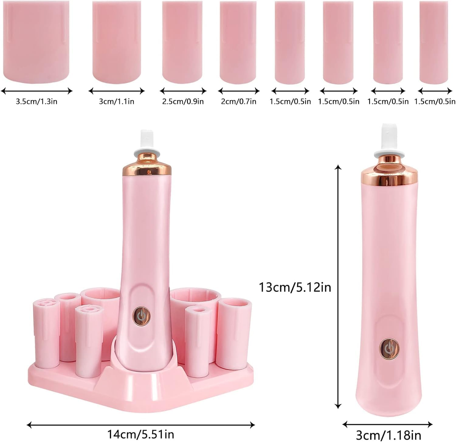 Electric Nail Polish Mixer, Portable Eyelash Glue Mixer, with 2 Adapters and 8 Kinds of Liquid Uniform Mixers of Different Calibers(Pink) image number 6