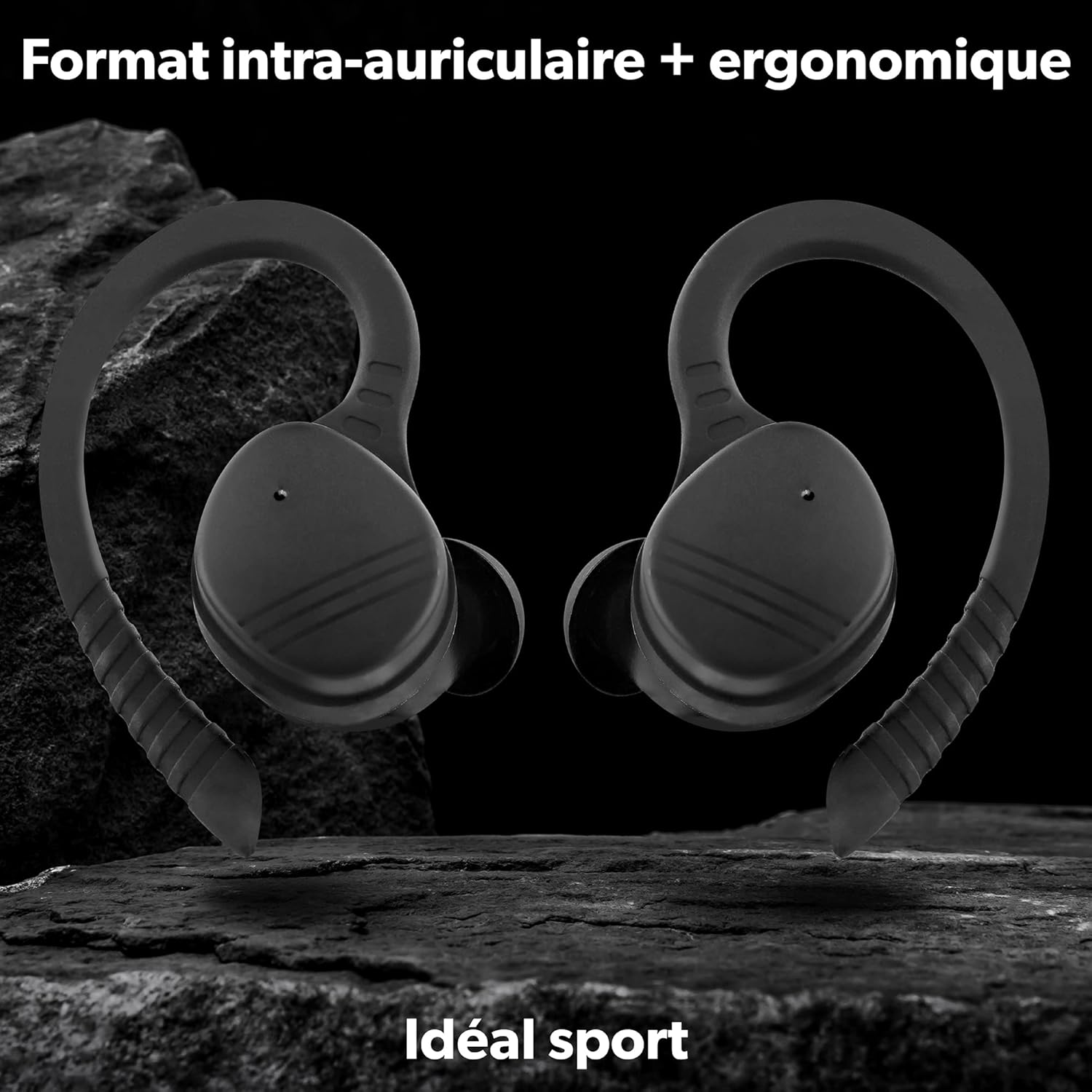 T'NB Bluetooth Headphones, Wireless Intra Earbuds, Splashproof, Touch Control and Charging Box, Built-In Microphone, up to 30 Hours Listening Time, Sports, Training - Black image number 5