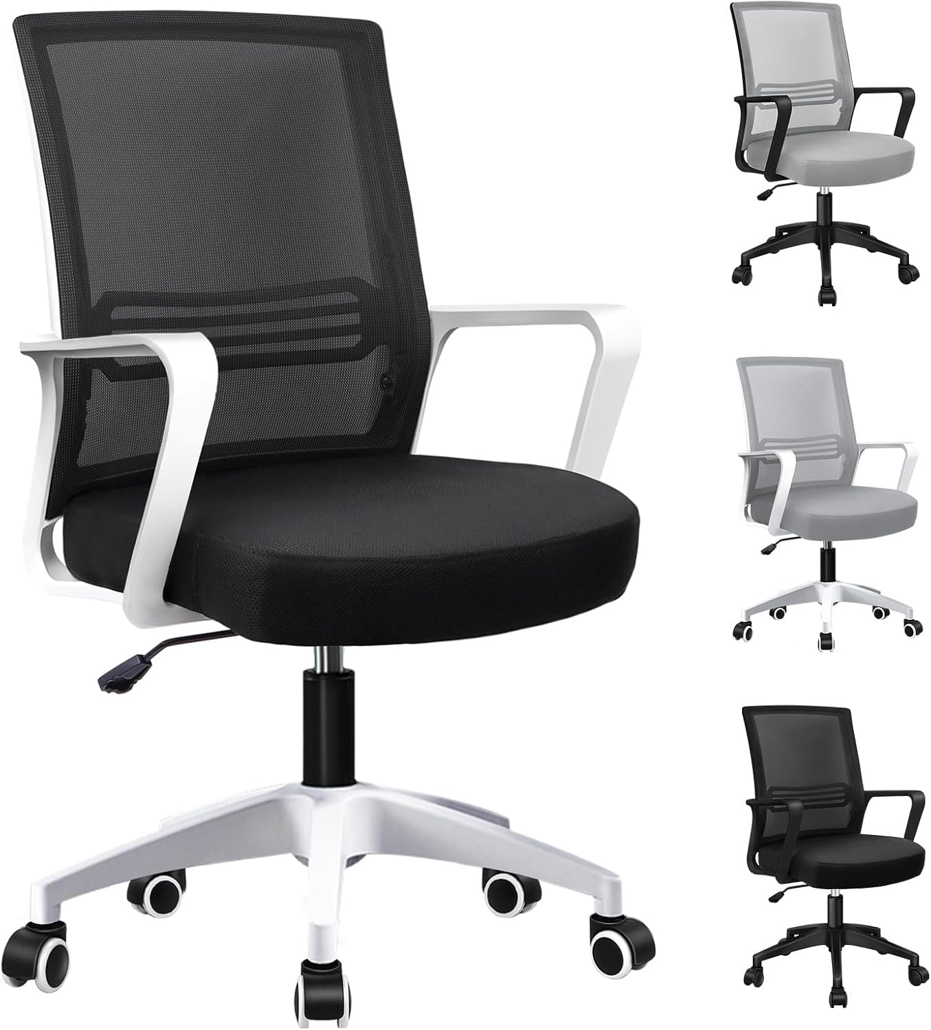 ALFORDSON Mesh Office Chair with Sgs-Approved Gas-Lift, Mid Back Executive Computer Desk Chair, Fabric Seat Gaming Racing Chair, Max 180Kg Loading(Fina Black Grey)