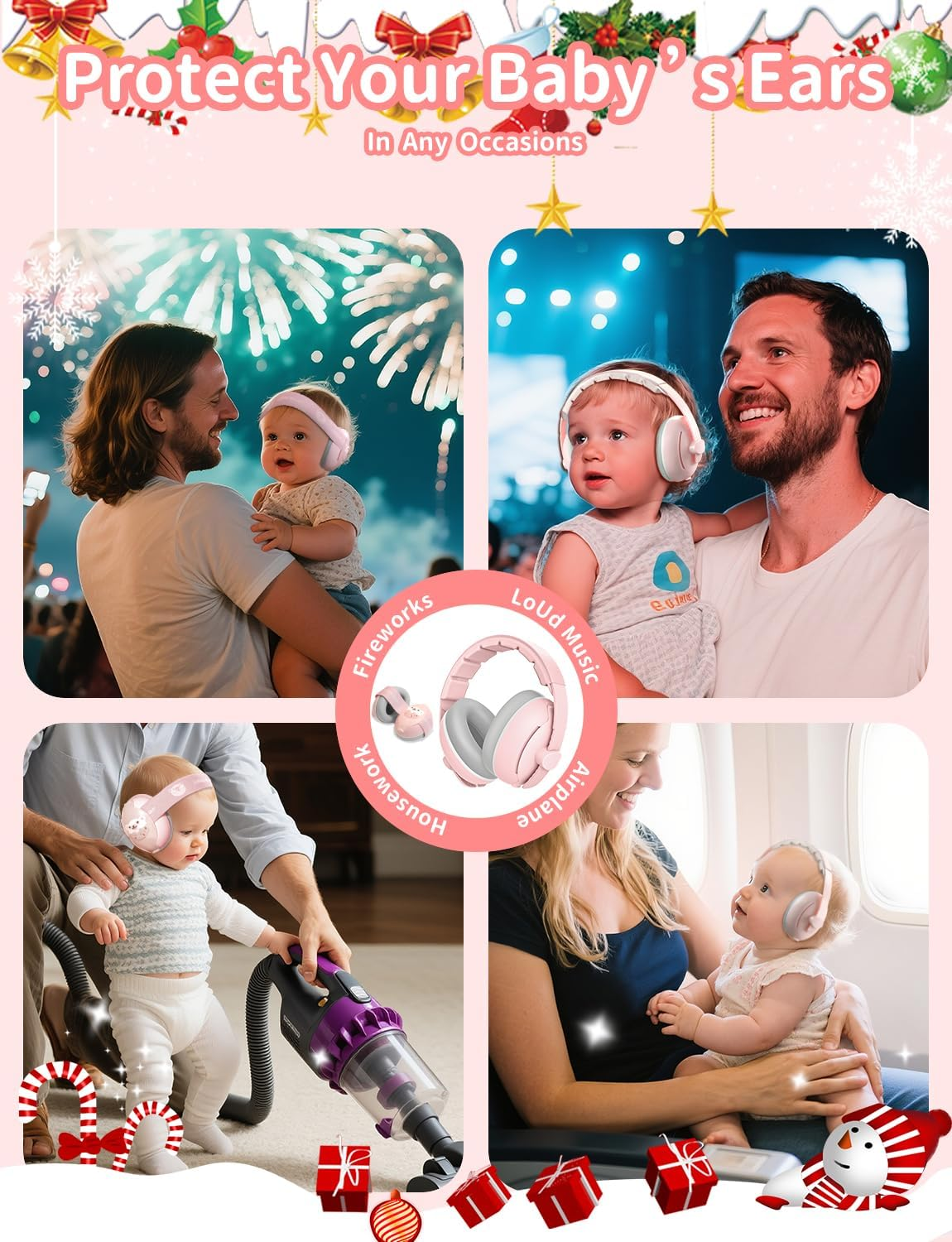 Baby Ear Muffs, 2-In-1 Baby Noise Canceling Headphone, Hearing Protection for Babies 0-48 Months, Adjustable Headband image number 2