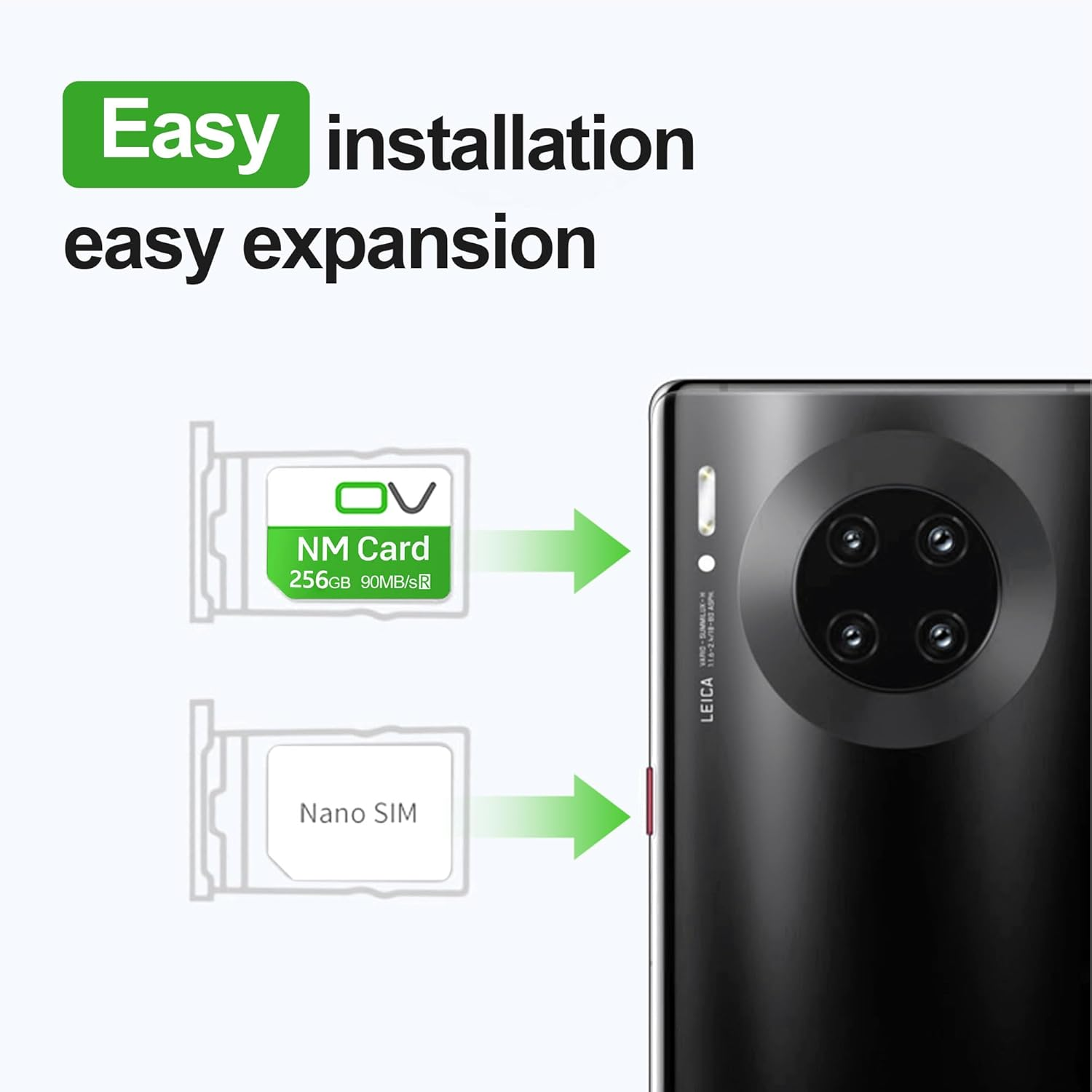 OV NM Card 256GB 90MB/S Nano Memory Card Compatible Only with Huawei Mate Mate20 Mate30 Mate40 Mate50 Mate60 Series/ P30 P40 P50 P60 Pro Series/Honor30 Pro Nova Enjoy Series image number 4