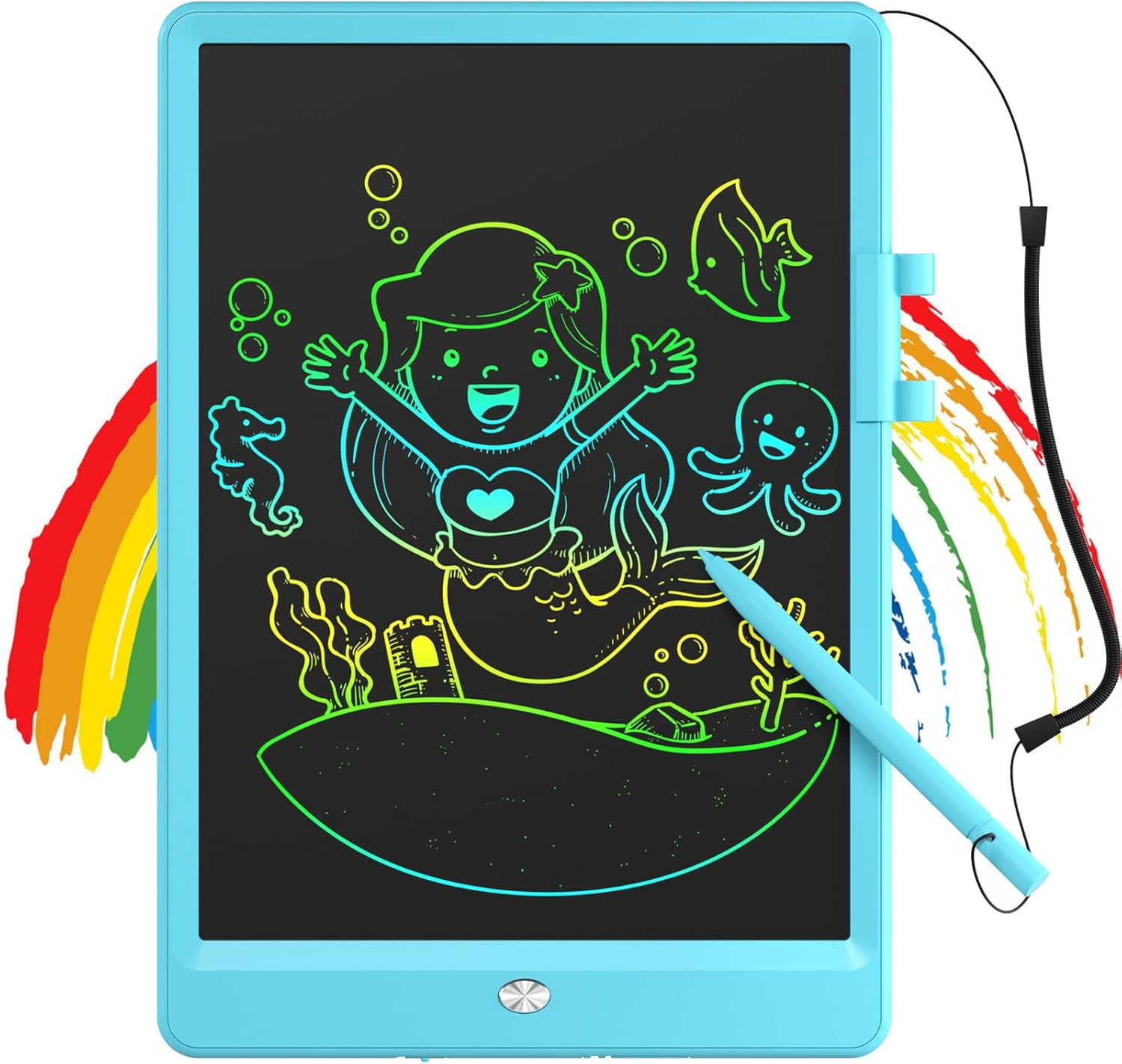 Oksoar Writing Tablet for Kids (Age 3-8), 10-Inch LCD Colorful Doodle Boards, Perfect for Christmas & Birthday Gifts, Learning Toys & Travel Essentials for Boys and Girls (Blue)